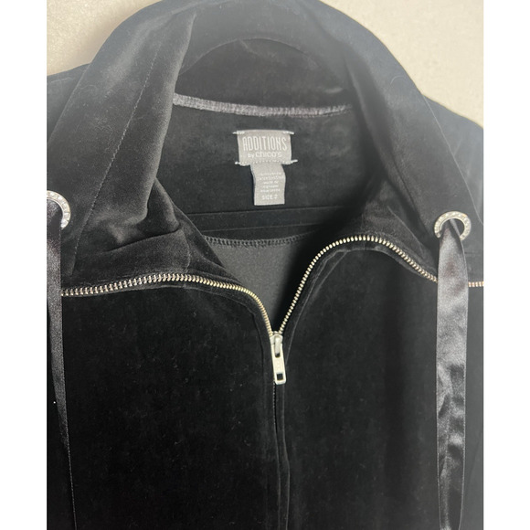 Additions by Chico's Women's Velvet Black Full Zip Long Sleeve Jacket Size 2 (L) - Picture 3 of 7